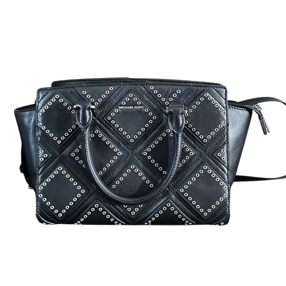 Michael Kors Selma Medium Diamond Grommet Leather Satchel